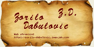 Zorilo Dabulović vizit kartica